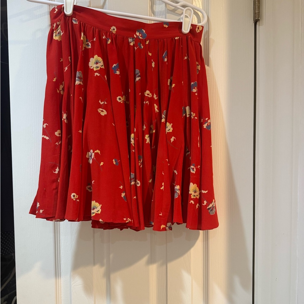 Rebecca Taylor Red Floral Skater Skirt
